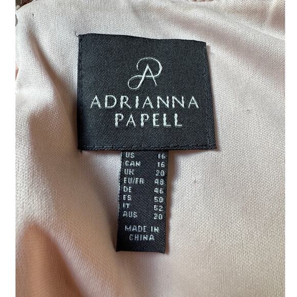 Adrianna Papell Maxi Dress Pink Sequin Formal Gown Blush Pink V Neck Prom Dress - Picture 2 of 5